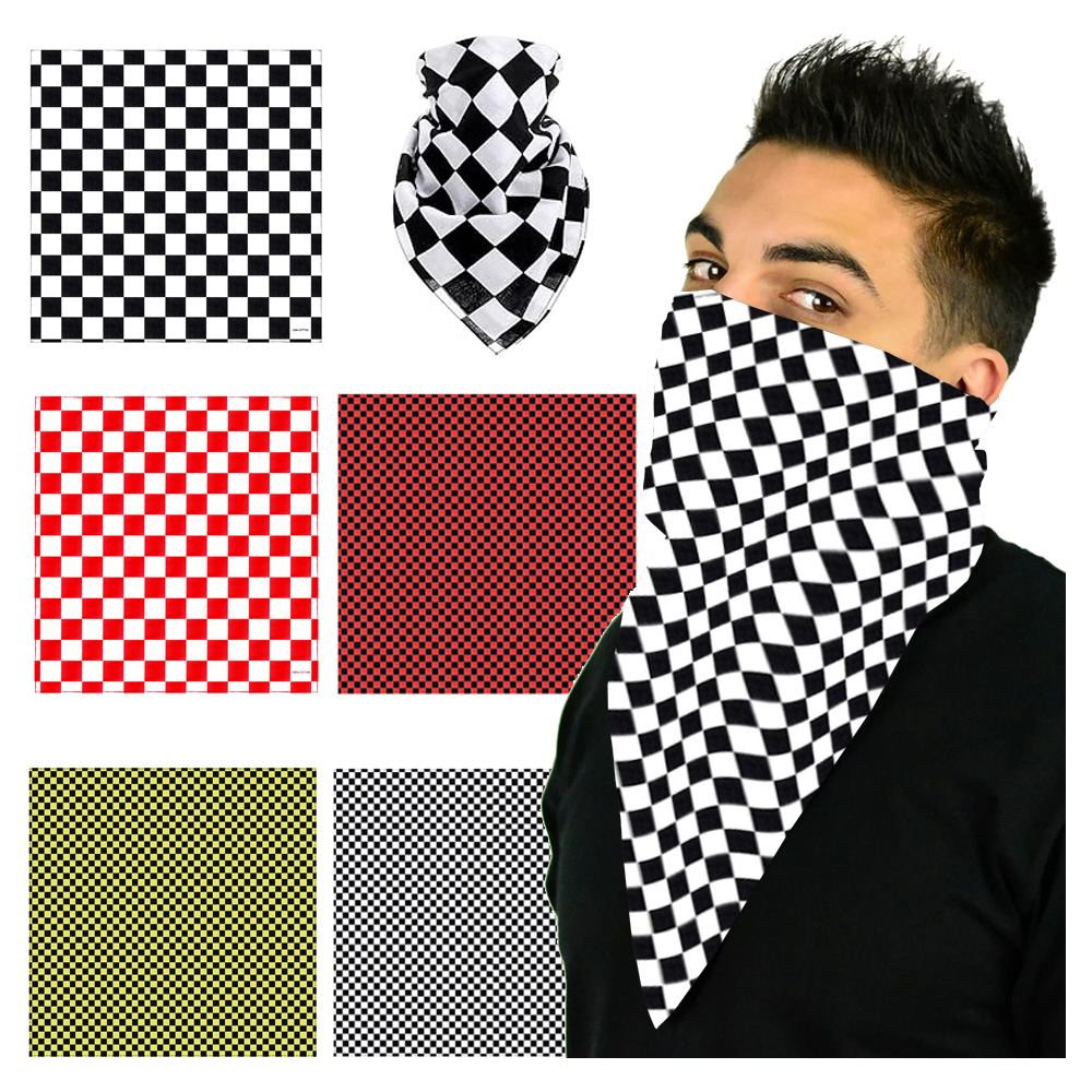 Cycling Gear For Men - 5 Styles Racing Checkered Flag Bandana