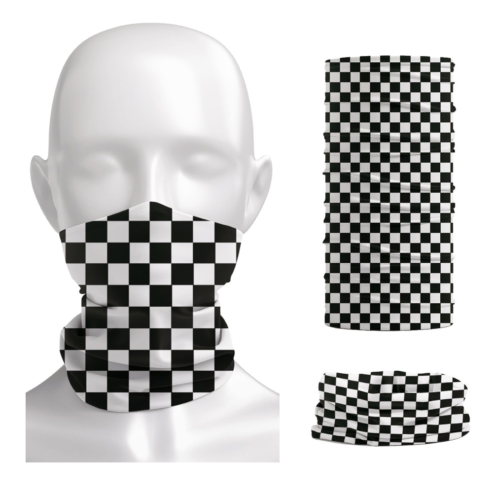Cycling Gear For Men - Checkered Ska Printed Headband Neck Warmer