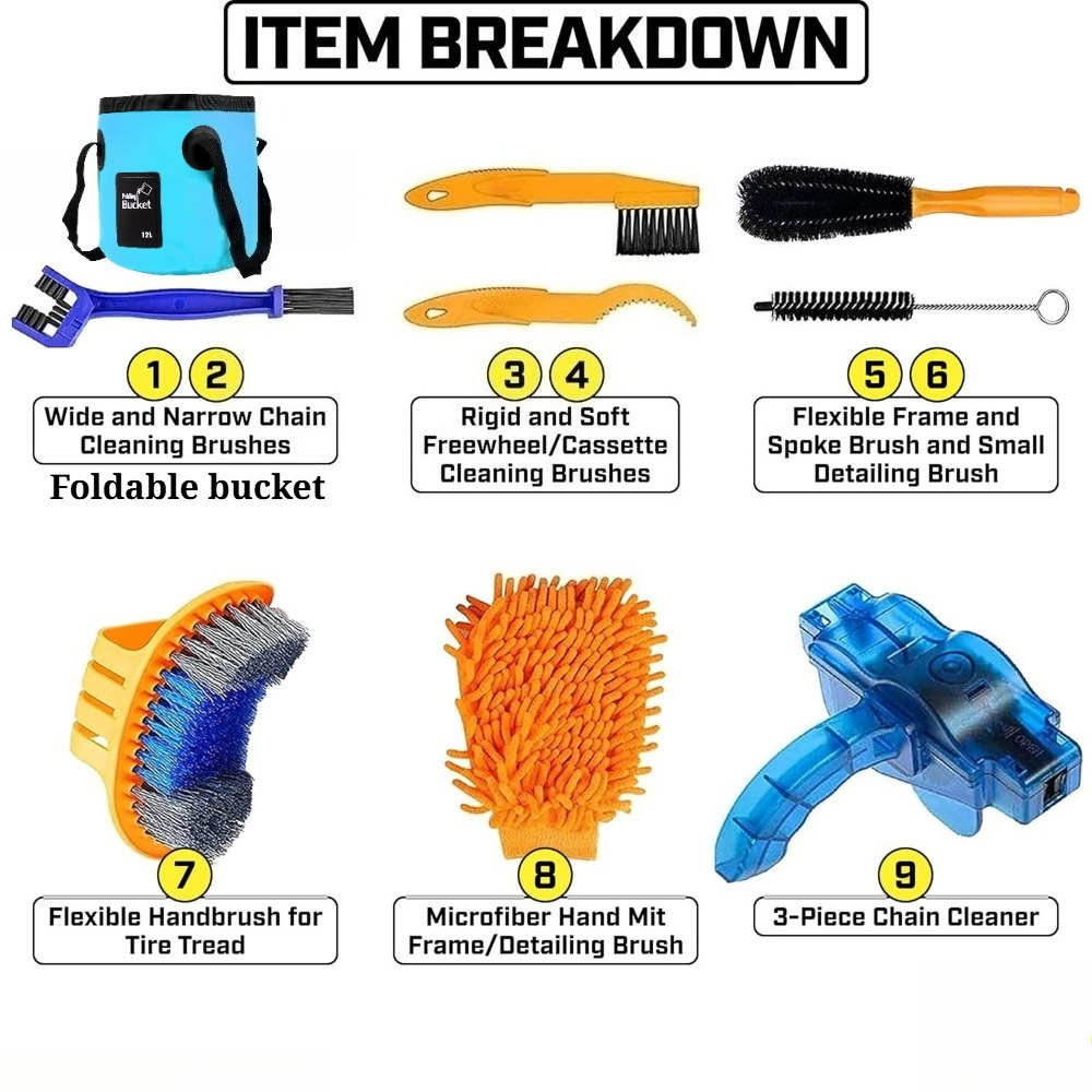 9PCS Bike Cleaning Kit Compreh - đánh giá và giá Bike Chain Cleaner